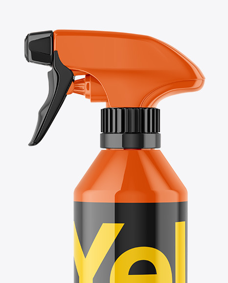 Glossy Plastic Spray Bottle Mockup