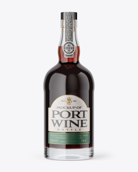 Clear Glass Port Wine Bottle Mockup