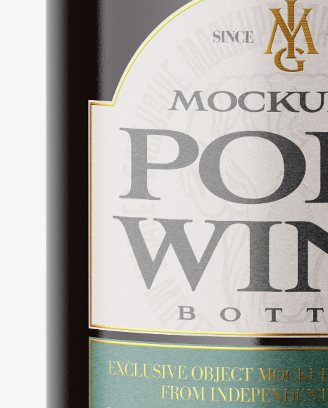 Clear Glass Port Wine Bottle Mockup