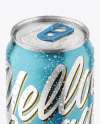 Metallic Drink Can With Condensation Mockup