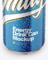 Metallic Drink Can With Condensation Mockup