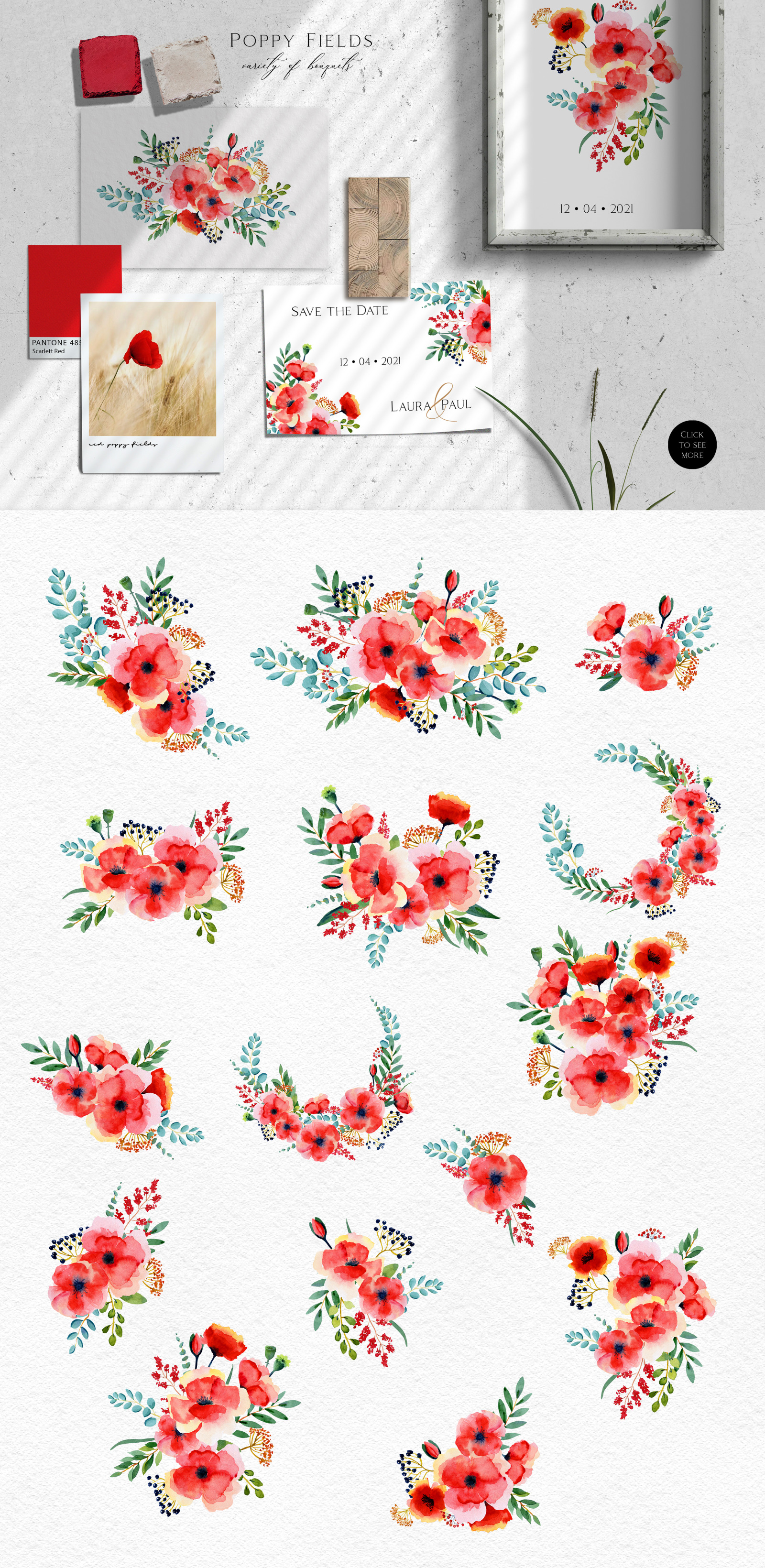 Watercolor Poppy Fields Watercolor Poppy Fields