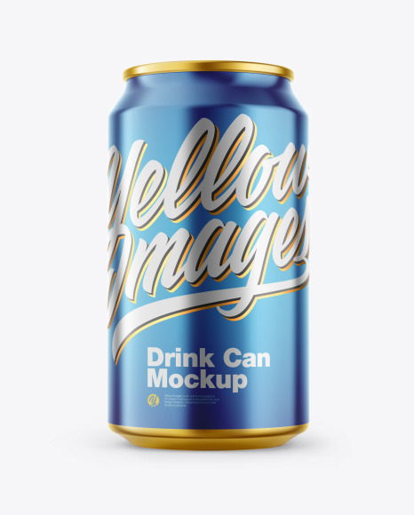 Glossy Metallic Drink Can Mockup