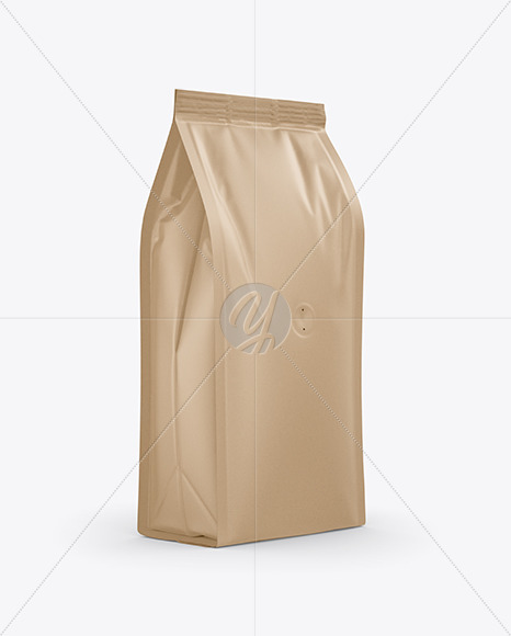 Kraft Coffee Bag Mockup - Half Side View