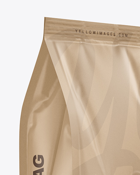 Kraft Coffee Bag Mockup - Half Side View