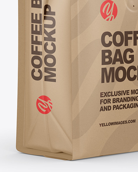 Kraft Coffee Bag Mockup - Half Side View