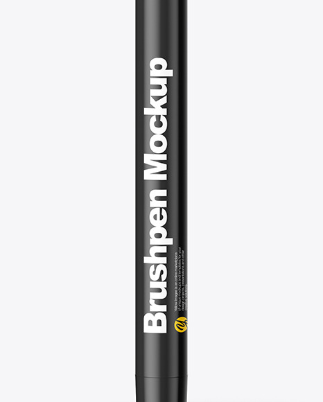 Glossy Plastic Opened Brush Pen Mockup - Front View