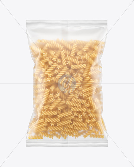 Matte Plastic Bag With Fusilli Pasta Mockup