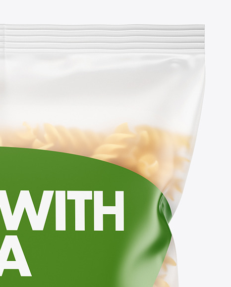 Matte Plastic Bag With Fusilli Pasta Mockup