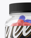 Clear Glass Bottle with Capsules Mockup - Front View