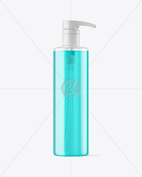 Clear Plastic Bottle with Pump Mockup