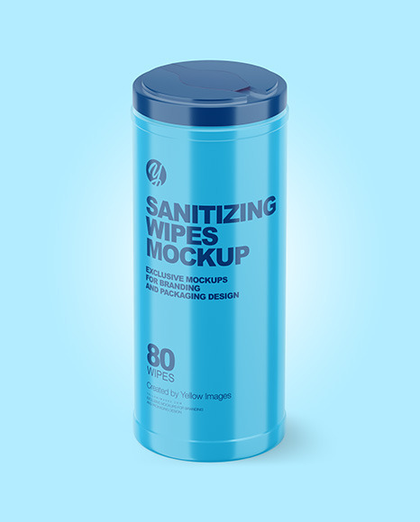 Glossy Closed Sanitizing Wipes Canister Mockup