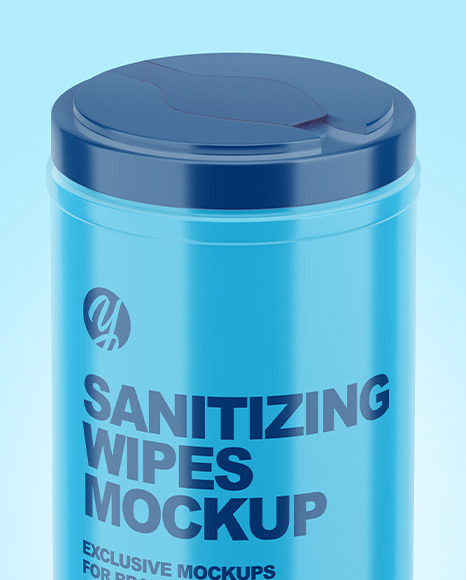 Glossy Closed Sanitizing Wipes Canister Mockup