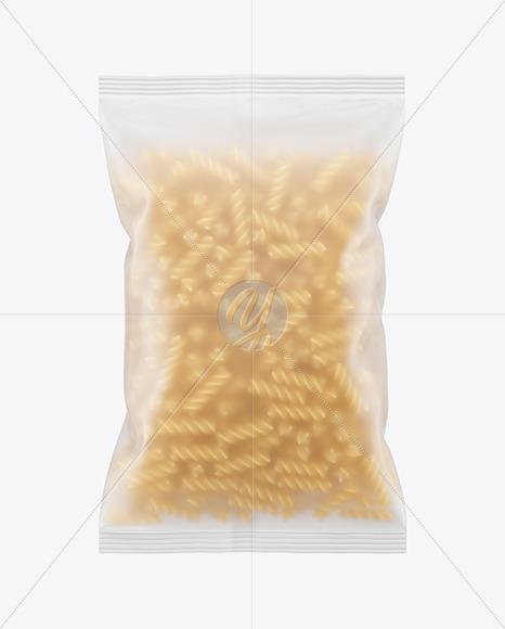 Frosted Plastic Bag With Fusilli Pasta Mockup