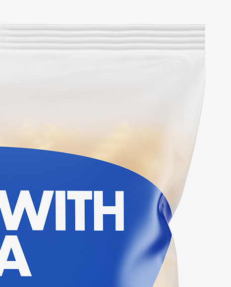 Frosted Plastic Bag With Fusilli Pasta Mockup