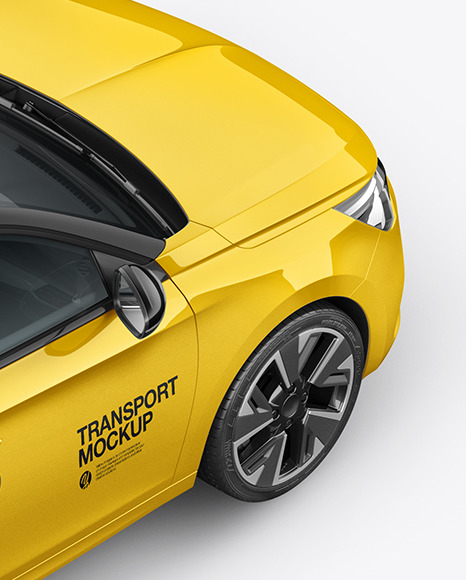Hatchback 5-doors Mockup - Back Half Side View