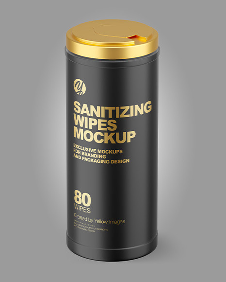 Matte Closed Sanitizing Wipes Canister Mockup