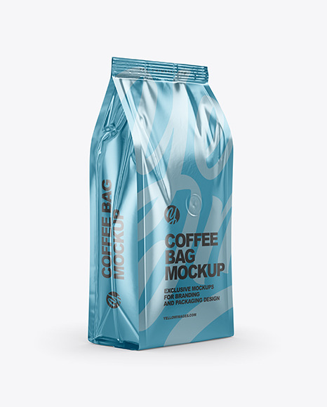 Metallic Coffee Bag Mockup - Half Side View