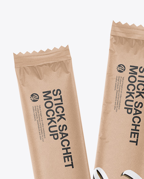 Two Kraft Stick Sachets Mockup