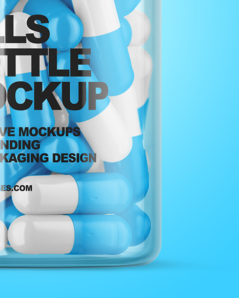 Clear Pills Bottle with Flip Top Cap Mockup