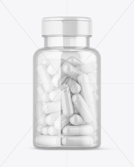 Clear Pills Bottle with Flip Top Cap Mockup