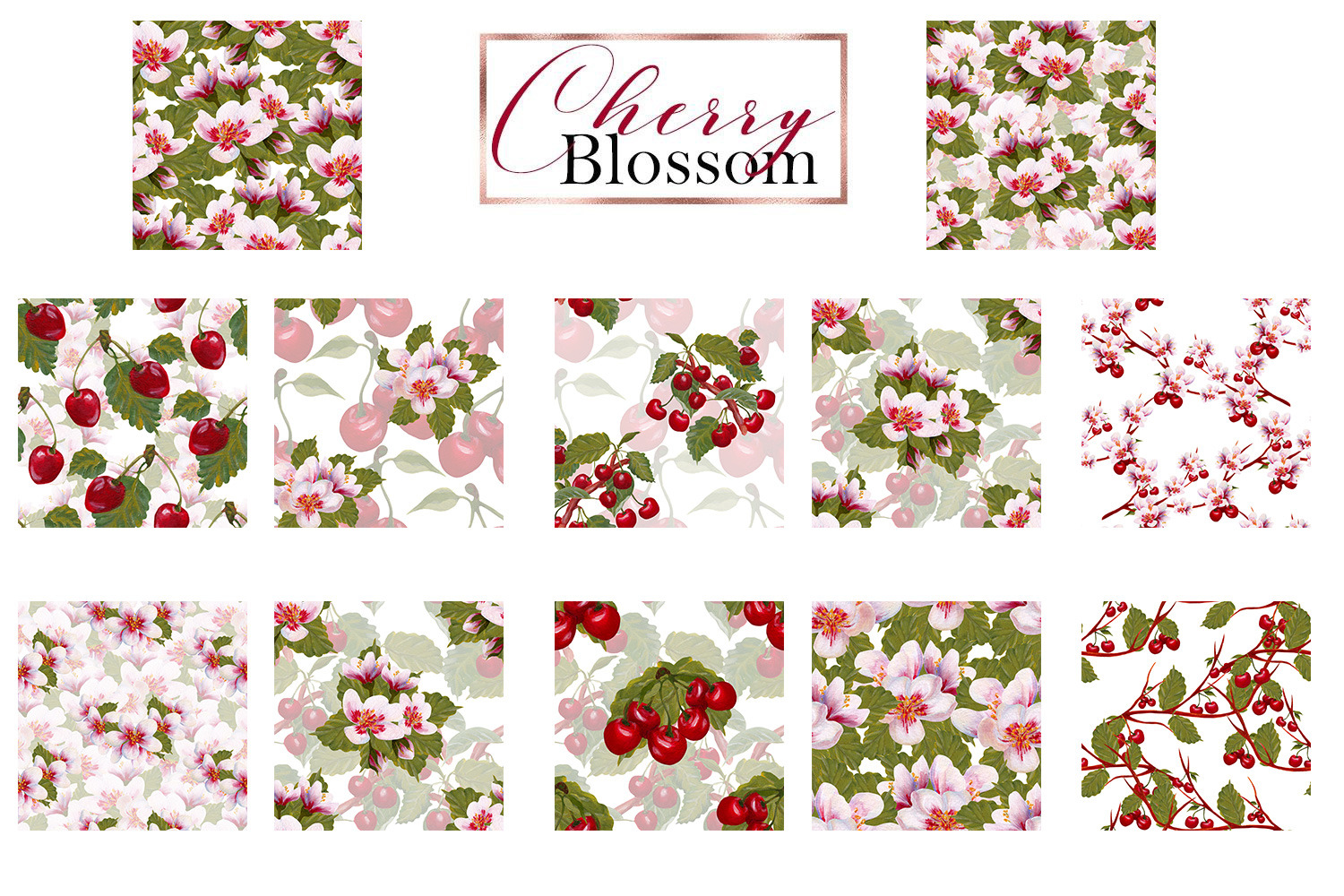 Cherry Blossom Patterns and Borders