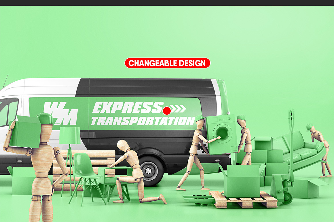 Wooden Movers Monochrome Scene Mockup Wooden Movers Monochrome Scene Mockup