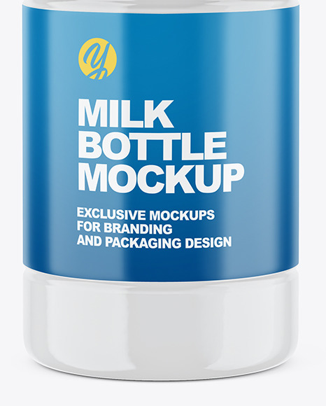 Glossy Plastic Milk Bottle Mockup - Front View