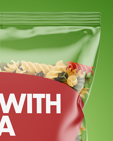 Plastic Bag With Tricolor Fusilli Pasta Mockup