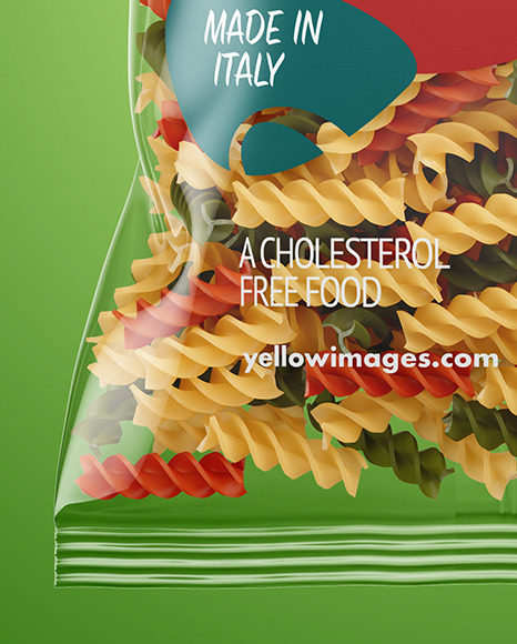 Plastic Bag With Tricolor Fusilli Pasta Mockup