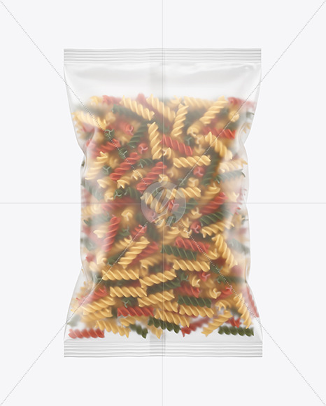 Matte Plastic Bag With Tricolor Fusilli Pasta Mockup