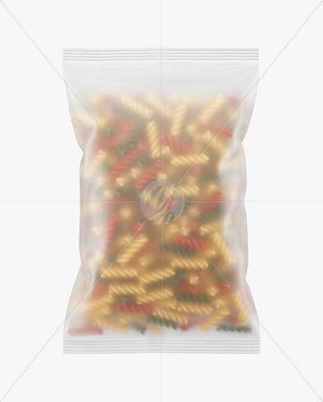 Frosted Plastic Bag With Tricolor Fusilli Pasta Mockup