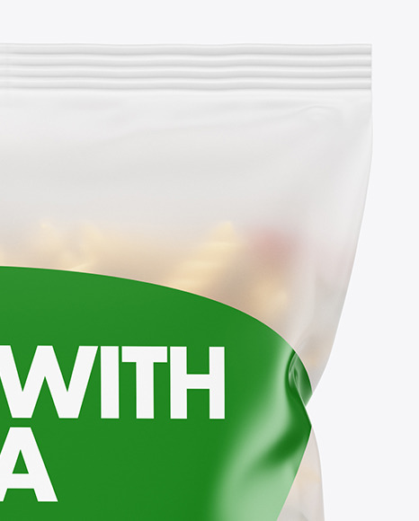 Frosted Plastic Bag With Tricolor Fusilli Pasta Mockup