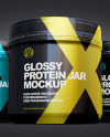 Three Glossy Protein Jars Mockup