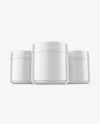 Three Glossy Protein Jars Mockup