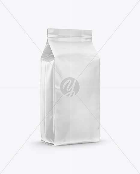 Glossy Coffee Bag Mockup - Half Side View