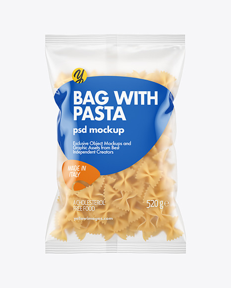 Matte Plastic Bag With Farfalle Pasta Mockup