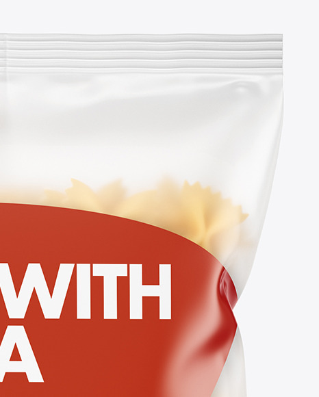 Matte Plastic Bag With Farfalle Pasta Mockup