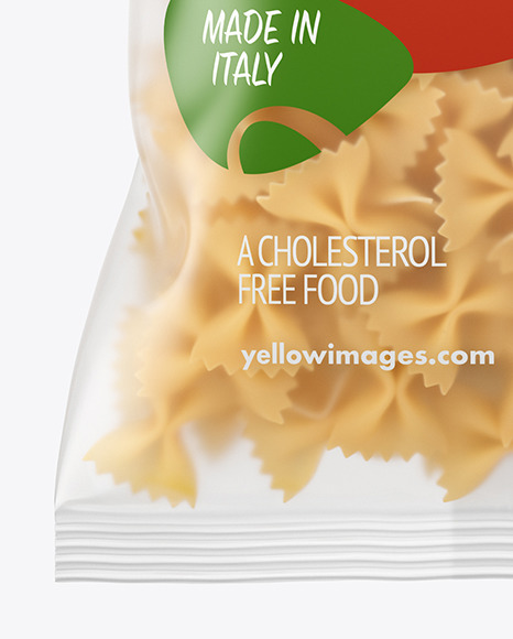 Matte Plastic Bag With Farfalle Pasta Mockup