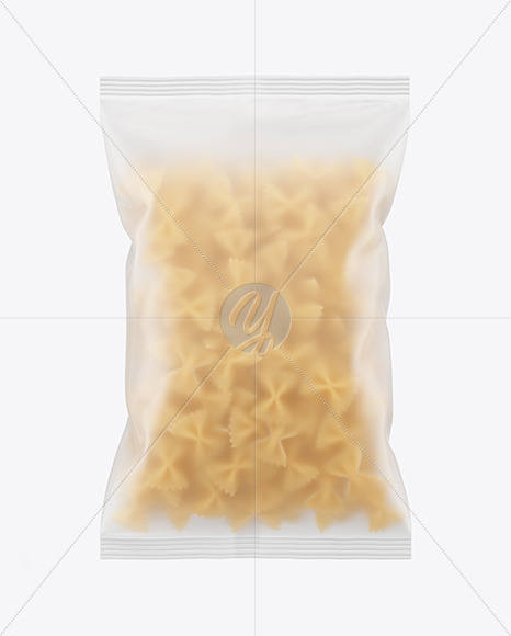 Frosted Plastic Bag With Farfalle Pasta Mockup