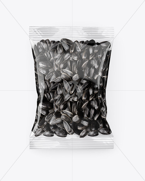 Clear Plastic Pack with Sunflower Seeds Mockup - Top View