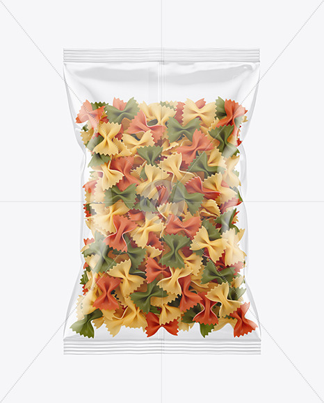 Plastic Bag With Tricolor Farfalle Pasta Mockup