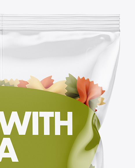 Plastic Bag With Tricolor Farfalle Pasta Mockup