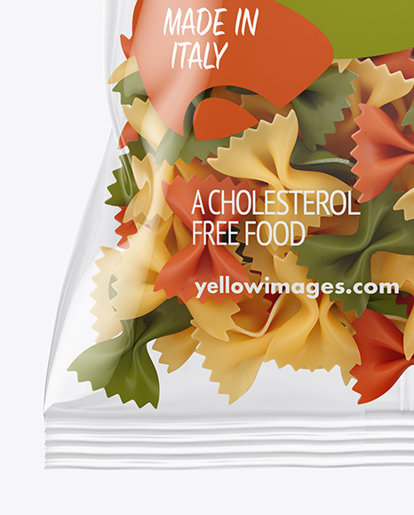 Plastic Bag With Tricolor Farfalle Pasta Mockup