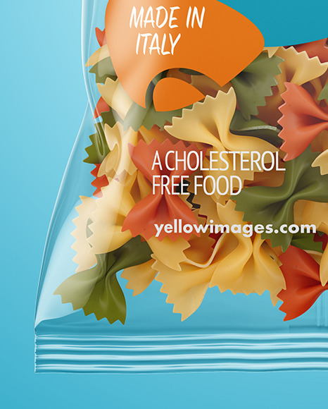 Plastic Bag With Tricolor Farfalle Pasta Mockup