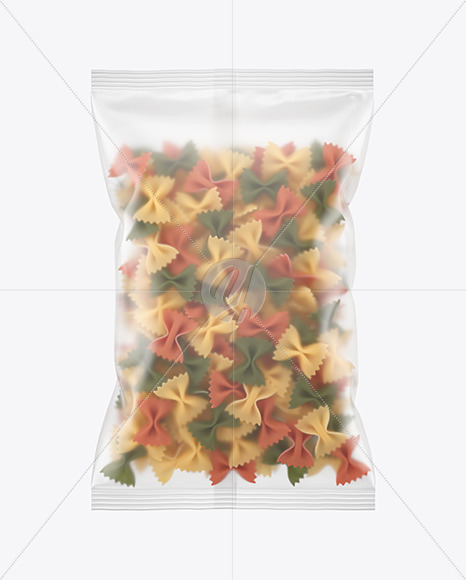 Matte Plastic Bag With Tricolor Farfalle Pasta Mockup