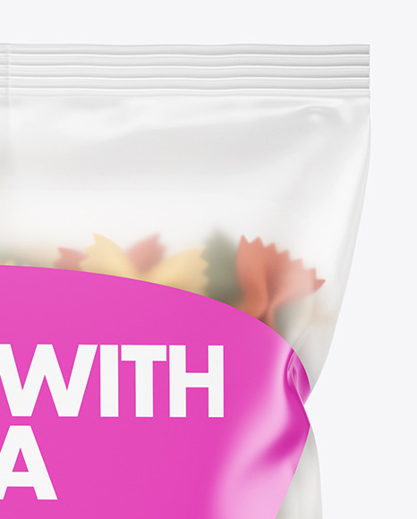 Matte Plastic Bag With Tricolor Farfalle Pasta Mockup