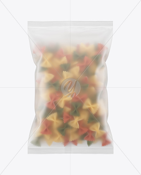 Frosted Plastic Bag With Tricolor Farfalle Pasta Mockup