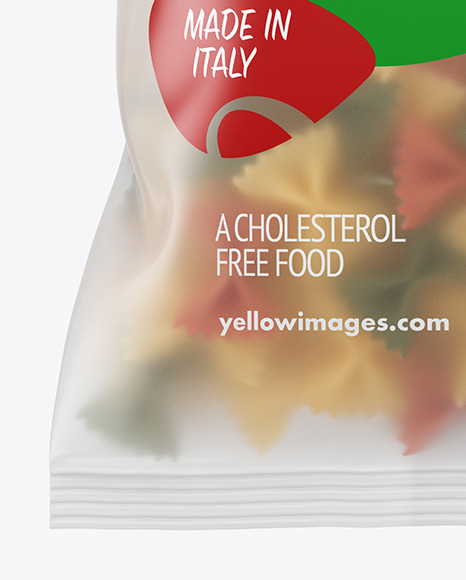 Frosted Plastic Bag With Tricolor Farfalle Pasta Mockup