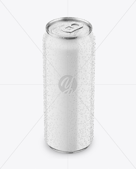 Metallic Drink Can With Matte Finish And Condensation Mockup